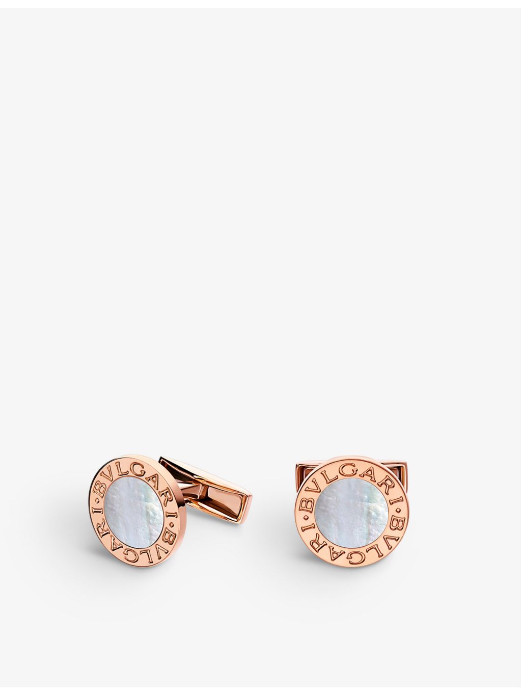 Bvlgari 18ct rose-gold and mother-of-pearl cufflinks - British product