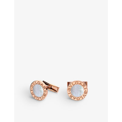 selfridges Bvlgari Bvlgari 18ct Rose-Gold and Mother-of-Pearl Cufflinks- Buy online at McGrocer