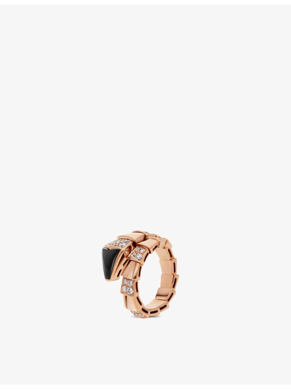 Bvlgari Serpenti Viper ring 18ct rose gold diamond onyx, UK version