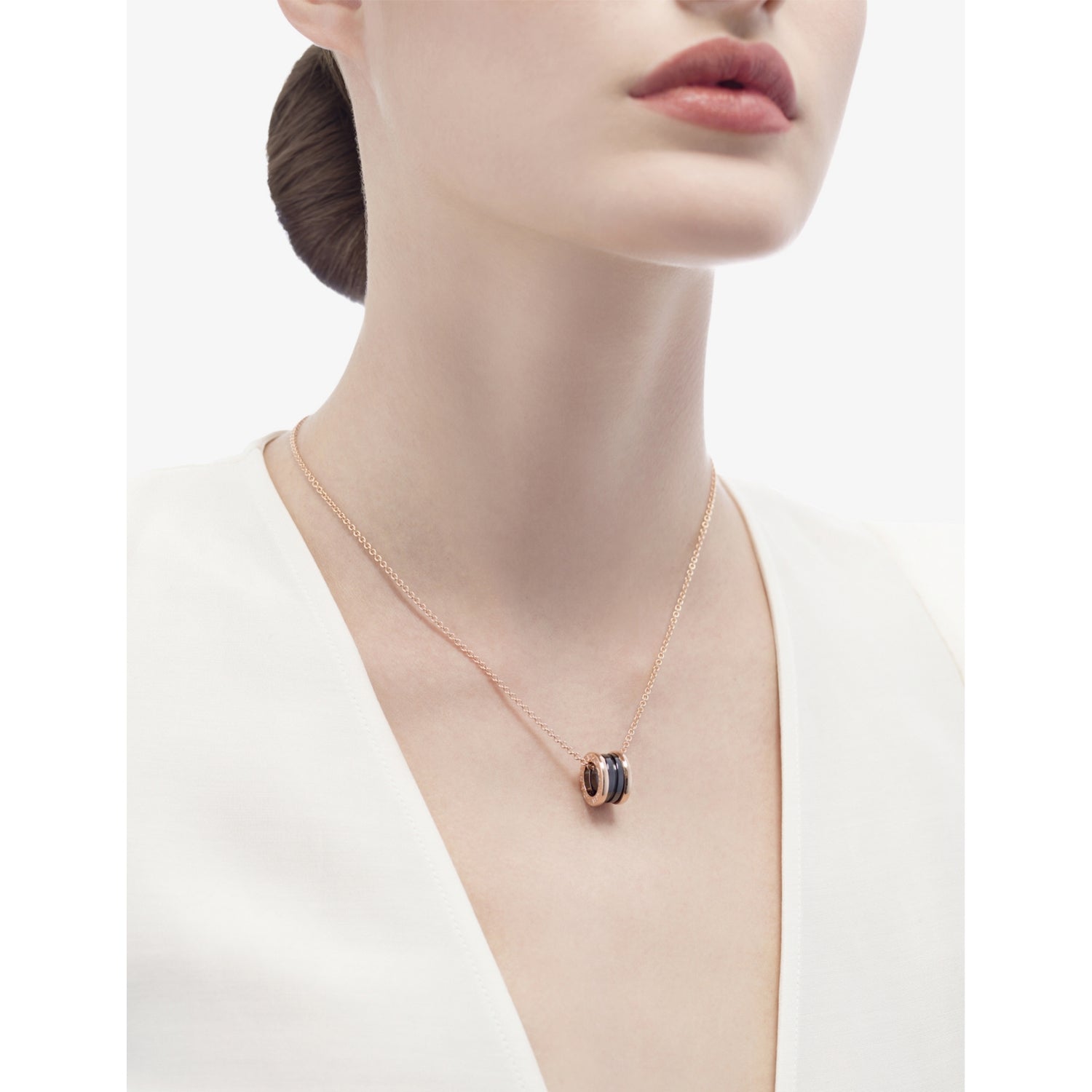 Bvlgari B.zero1 rose gold ceramic pendant necklace 54cm-60cm - British product