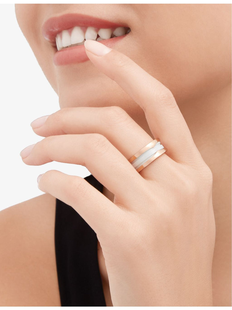 Bvlgari B.zero1 18ct rose-gold ceramic ring, imported from the UK