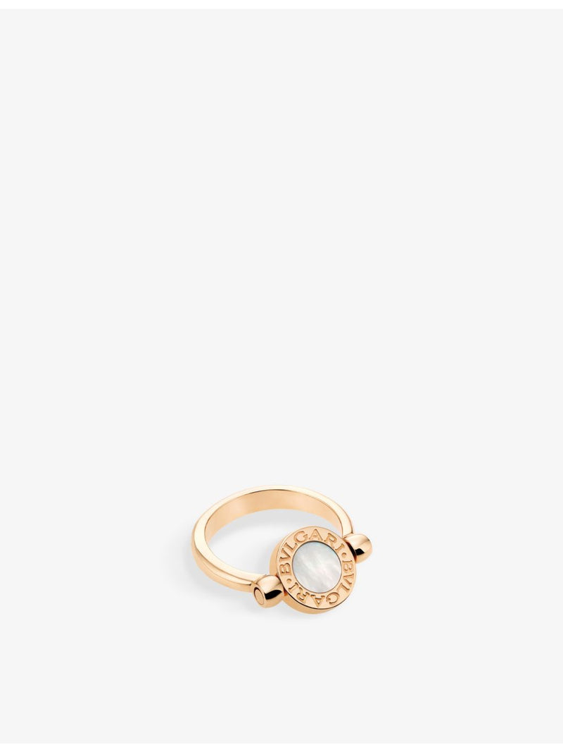 Bvlgari 18ct rose-gold ring with onyx and mother-of-pearl (British brand)