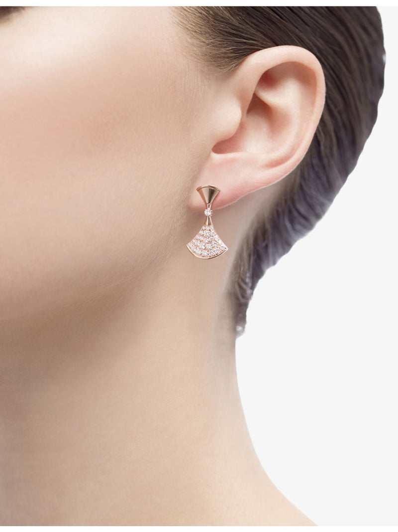 Bvlgari Divas' Dream pavé diamond earrings 18ct rose gold (British brand)