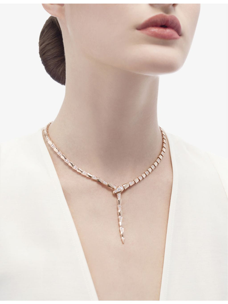 Bulgari Serpenti rose-gold diamond necklace 4.5ct, UK version