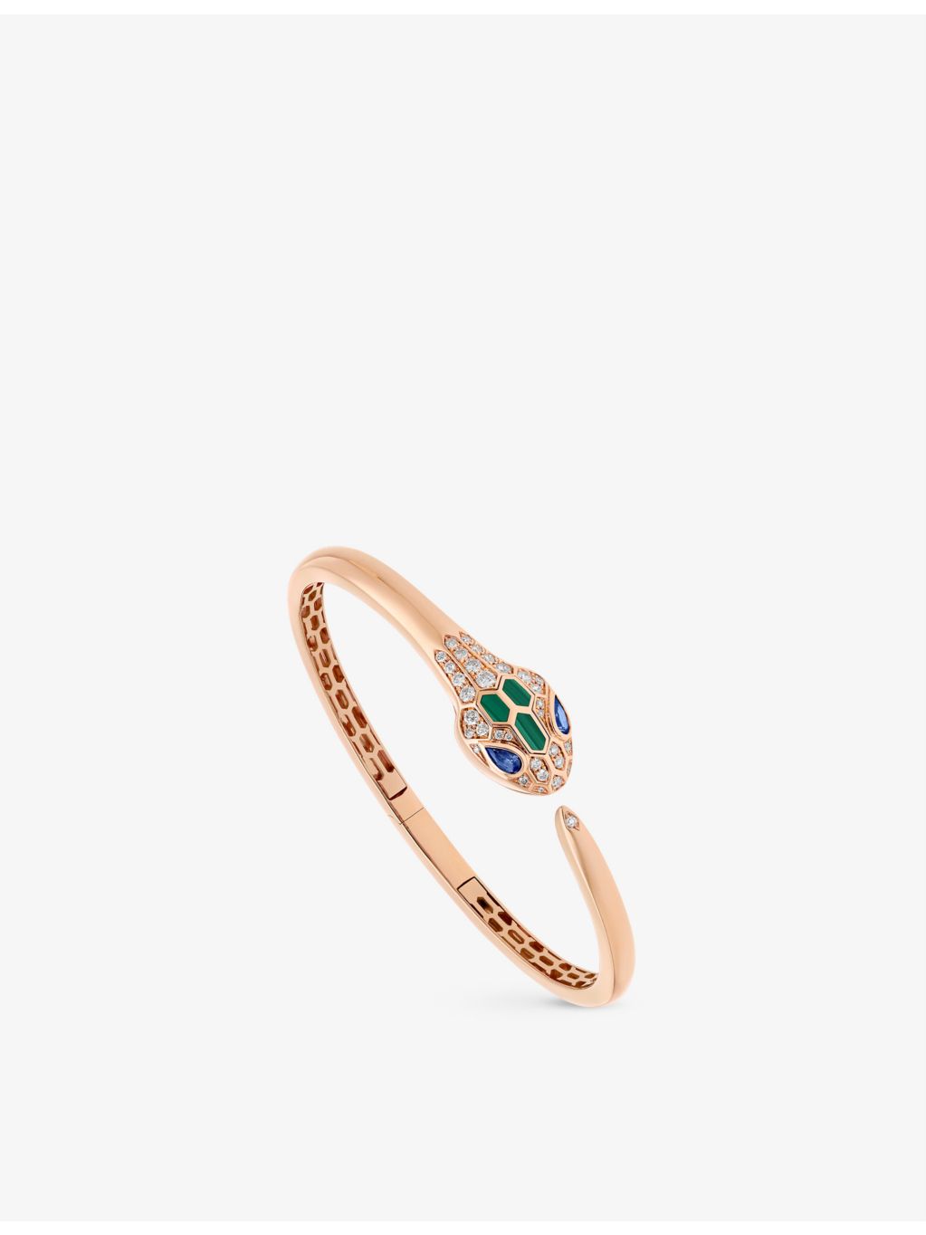 Bvlgari bangle bracelet 18ct rose gold diamond sapphire 15cm (British brand)