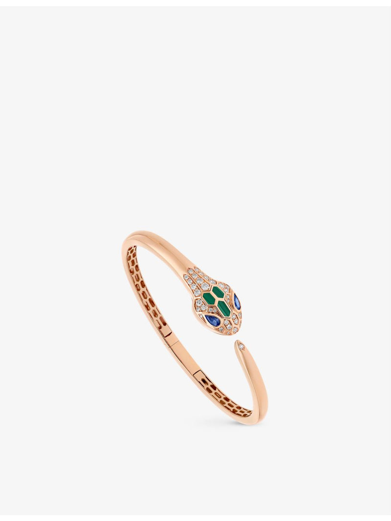 Bvlgari bangle bracelet 18ct rose gold diamond sapphire 15cm (British brand)