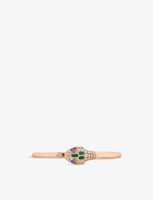 Bvlgari Serpenti Seduttori 18ct Rose-Gold 0.5ct Diamond and 0.4ct Sapphire Bangle Bracelet