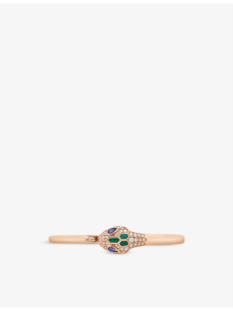 Bvlgari bangle bracelet 18ct rose gold diamond sapphire 15cm (British brand)