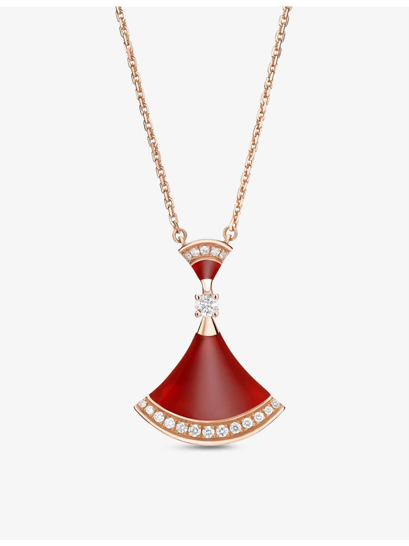 Bvlgari Diva's Dream necklace 18ct rose gold pavé diamonds carnelian - British product
