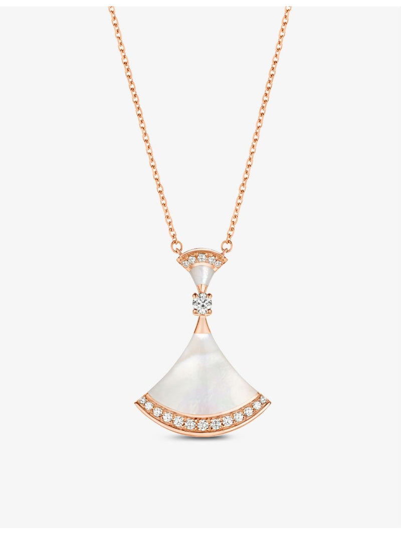 Bvlgari Diva's Dream rose gold diamond mother-of-pearl necklace, imported from the UK