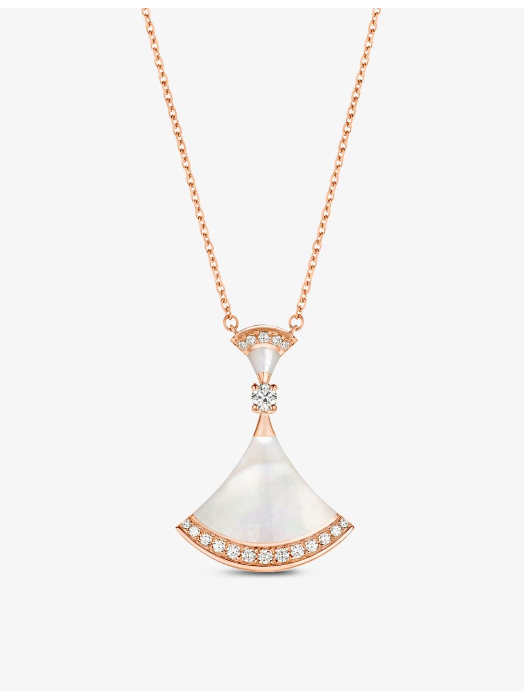 Bvlgari Diva's Dream rose gold diamond mother-of-pearl necklace, imported from the UK