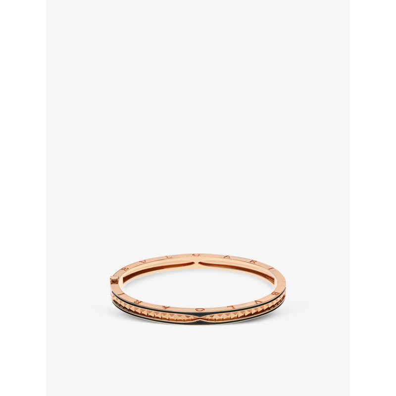 B.zero1 18ct rose-gold and ceramic bangle bracelet - S/M