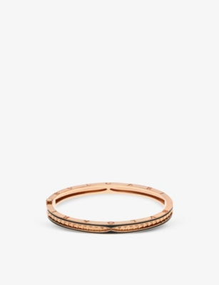 Bvlgari B.zero1 18ct Rose-Gold and Ceramic Bangle Bracelet 15cm