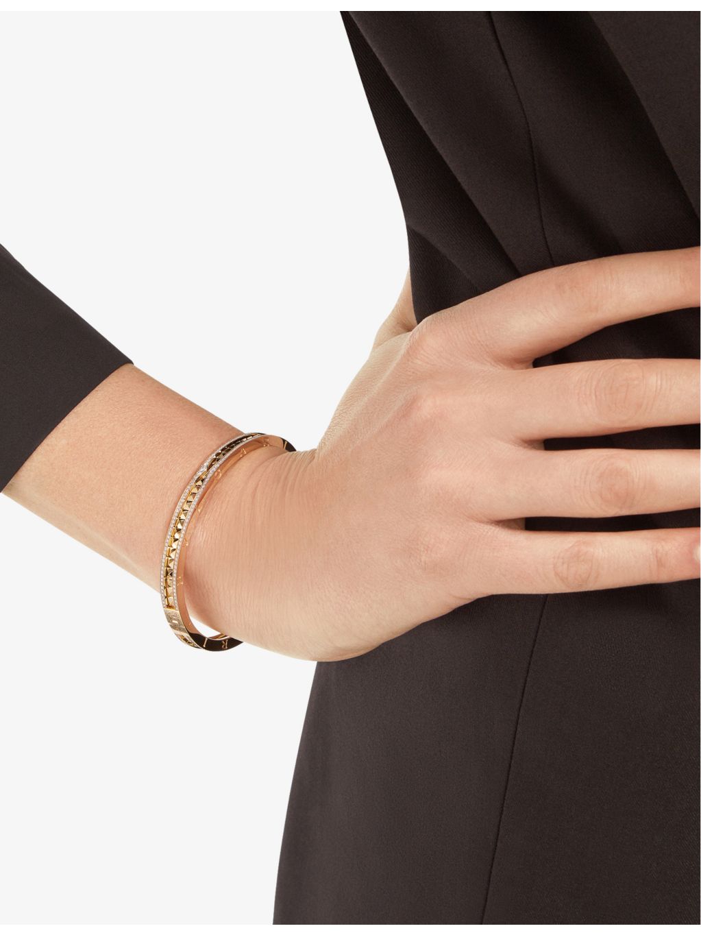 Bvlgari 18ct yellow-gold diamond bangle bracelet 15cm (British brand)