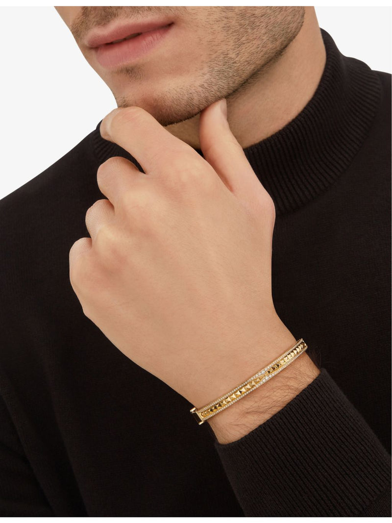 Bvlgari 18ct yellow-gold diamond bangle bracelet 15cm (British brand)