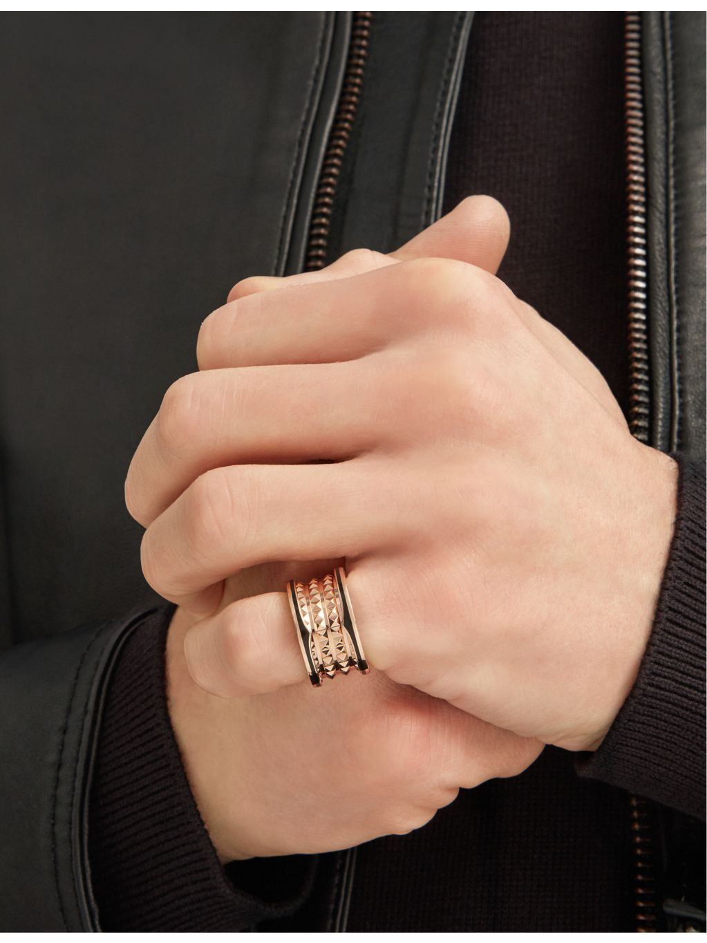 Bvlgari B.zero1 Rock ring 18ct rose gold ceramic (British brand)
