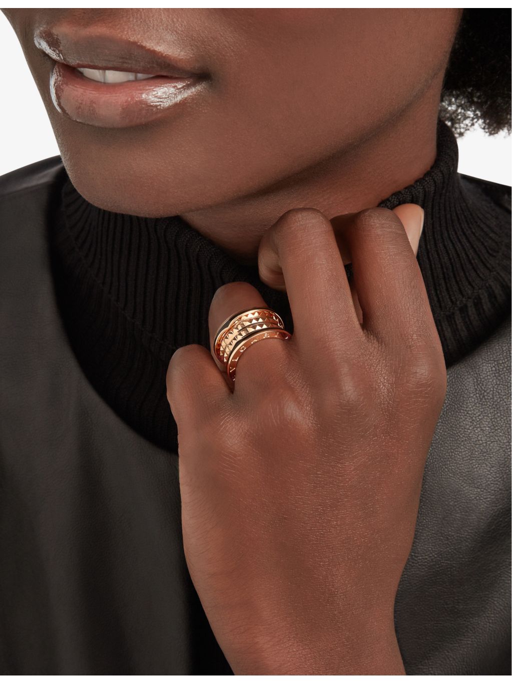 Bvlgari B.zero1 Rock ring 18ct rose gold ceramic (British brand)