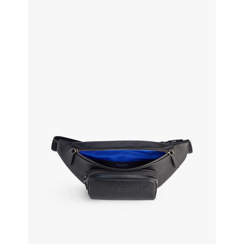 Bvlgari leather belt bag with embossed logo and adjustable strap (British brand)