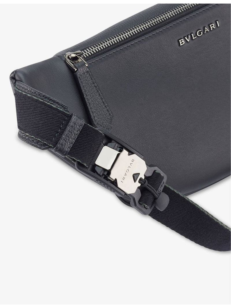 Bvlgari leather belt bag with embossed logo and adjustable strap (British brand)