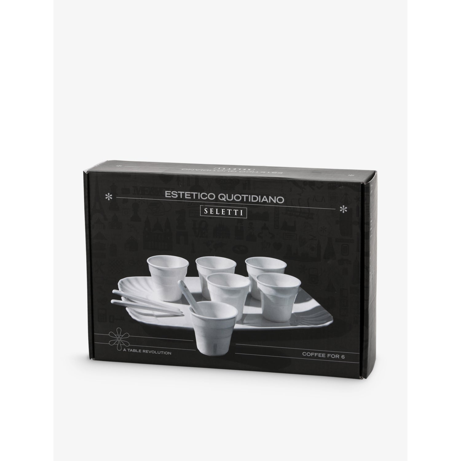 Seletti porcelain coffee cup set of six with tray (British brand)