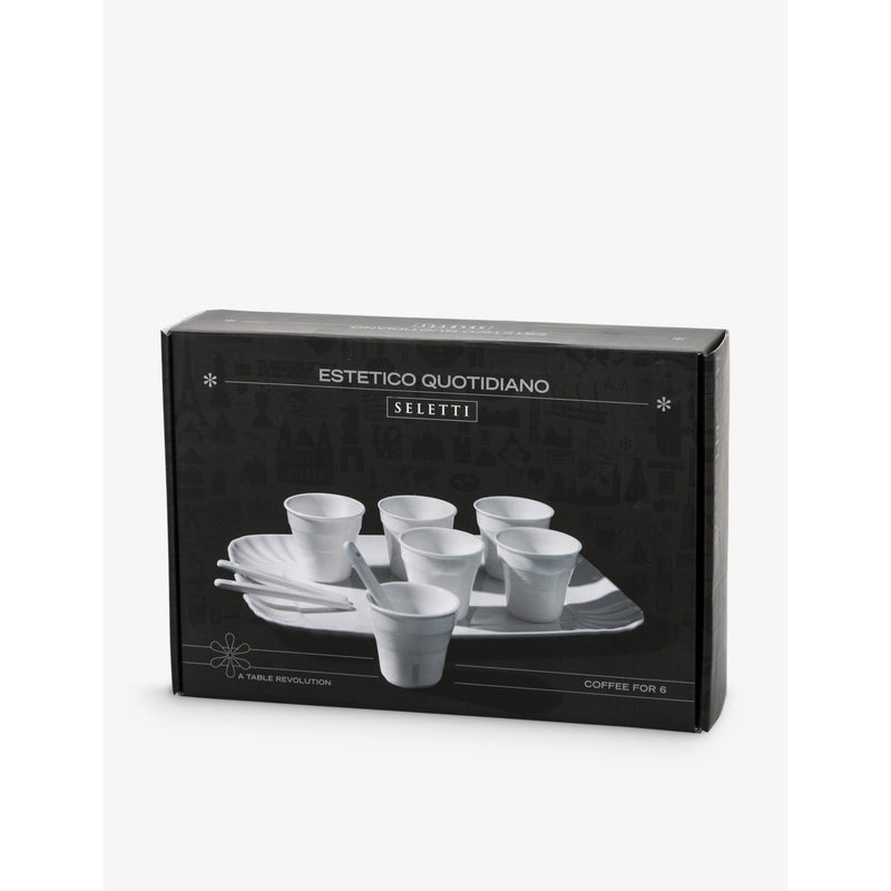 Seletti porcelain coffee cup set of six with tray (British brand)