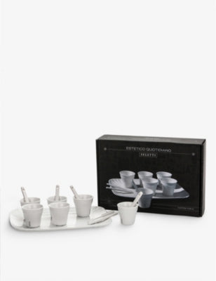 Seletti porcelain coffee cup set of six with tray (British brand)