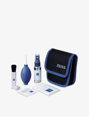 Lens cleaning kit with blower brush, cloth and wipes, UK version