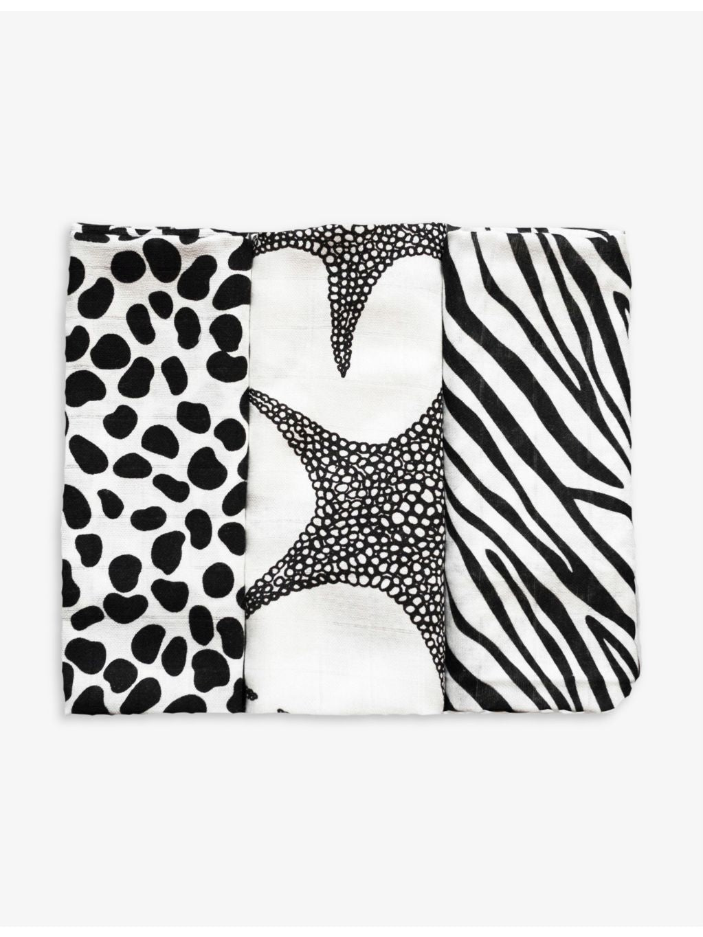 Etta Loves animal print muslin cloths three pack, imported from the UK
