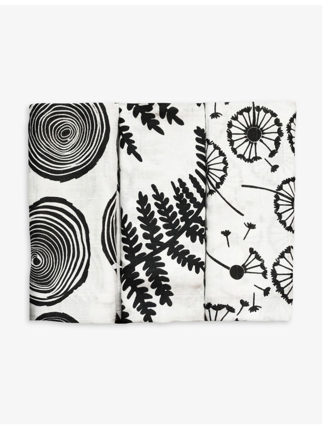 Etta Loves muslin cloths plant-print organic cotton, pack of three (British brand)