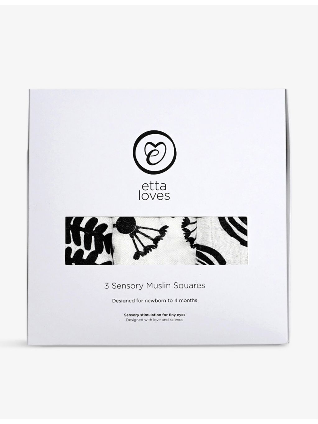 Etta Loves muslin cloths plant-print organic cotton, pack of three (British brand)