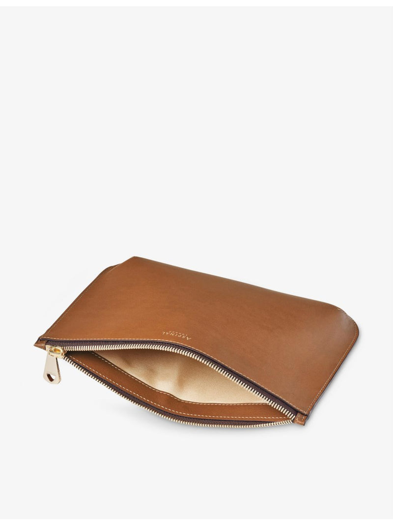 Aspinal of London Ella large grained-leather pouch - British product
