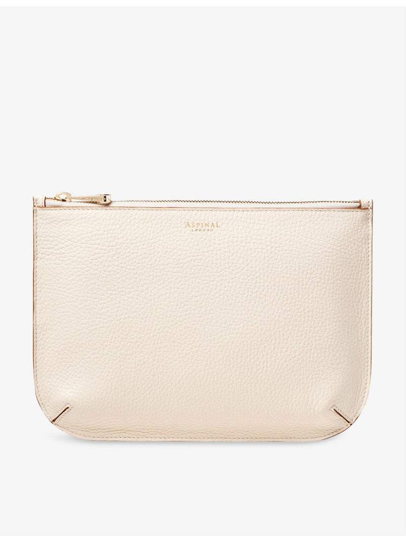 Aspinal of London Ella logo-print large leather pouch, imported from the UK