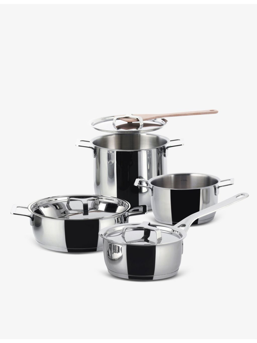 Alessi 7-piece stainless steel cookware set, imported from the UK