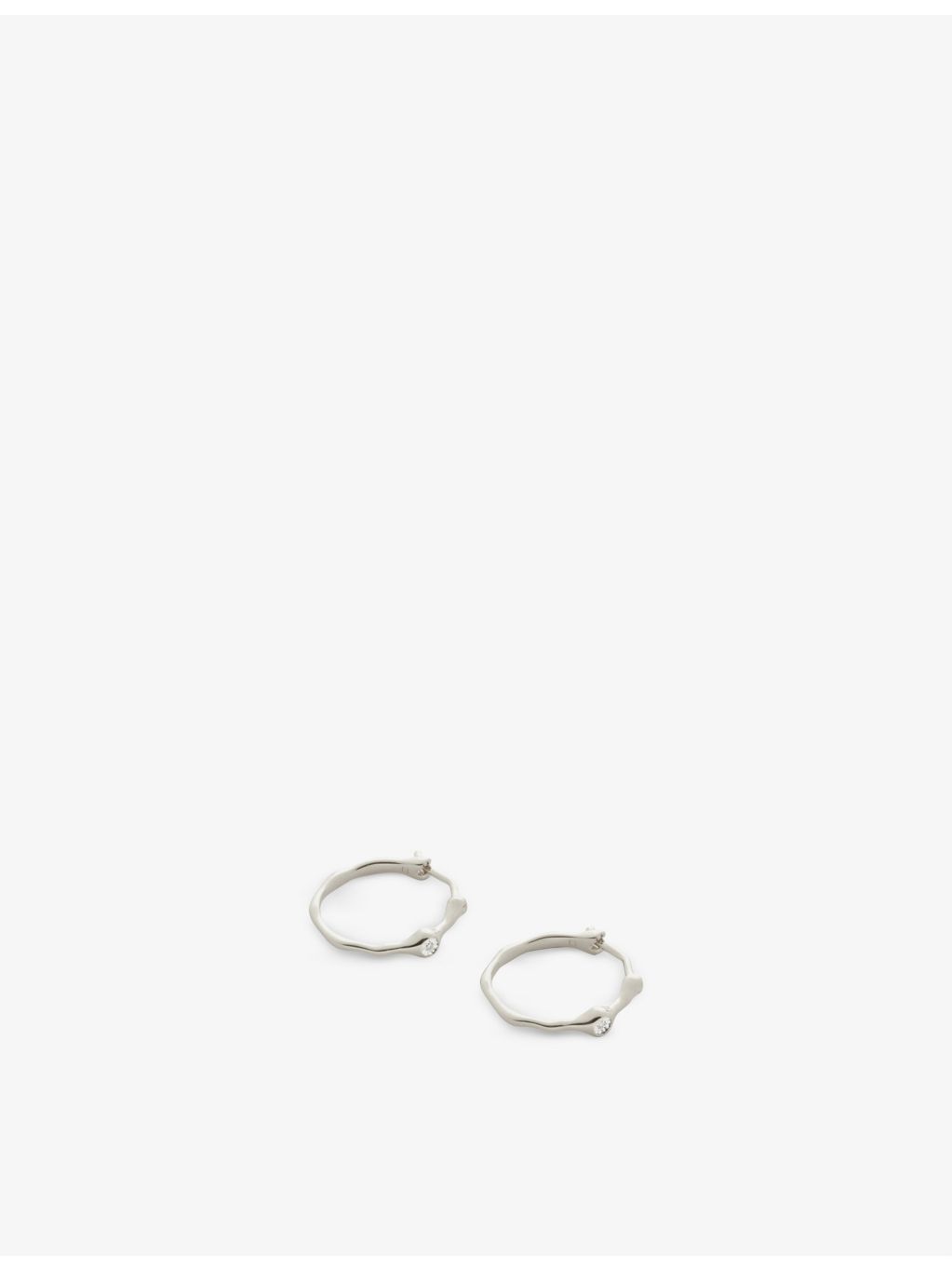 Monica Vinader small recycled silver diamond hoop earrings (British brand)