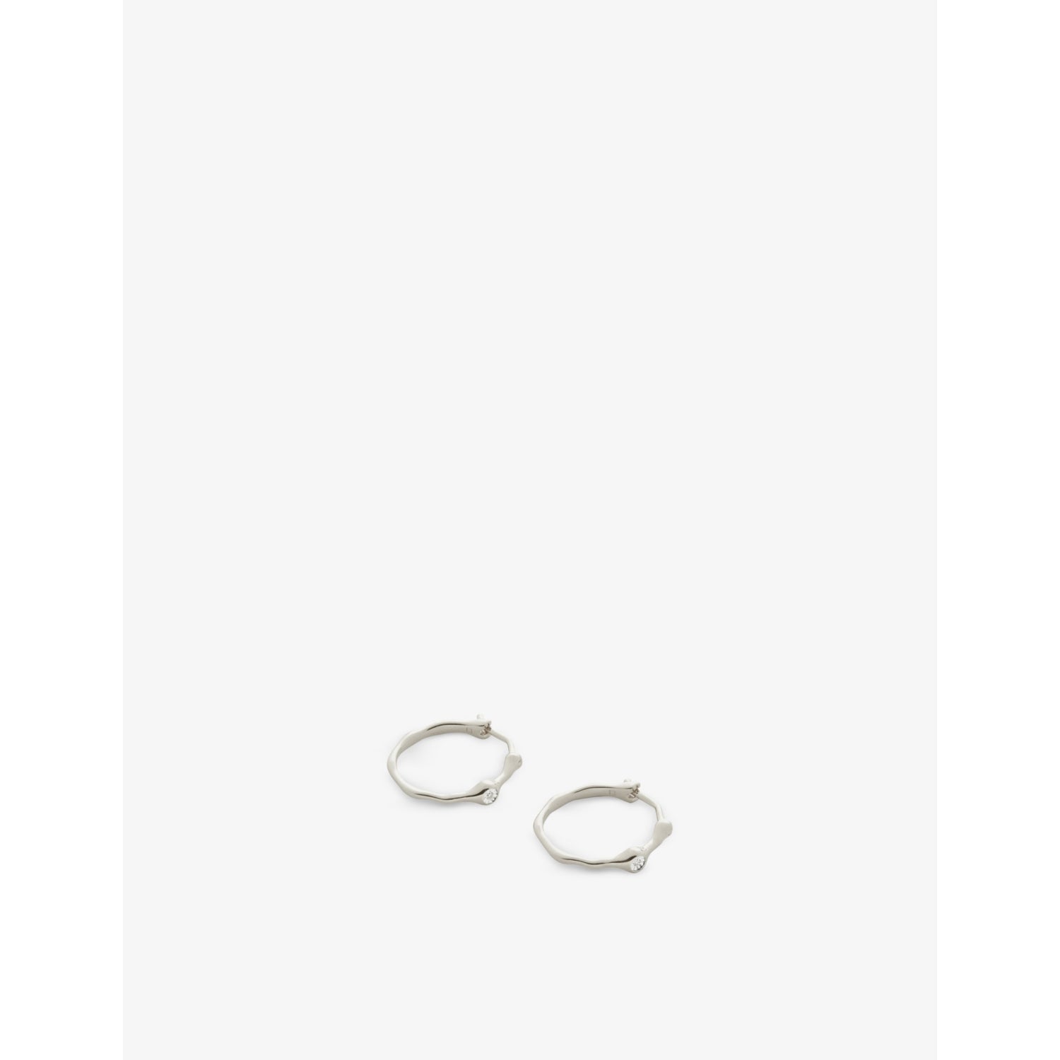 Monica Vinader small recycled silver diamond hoop earrings (British brand)