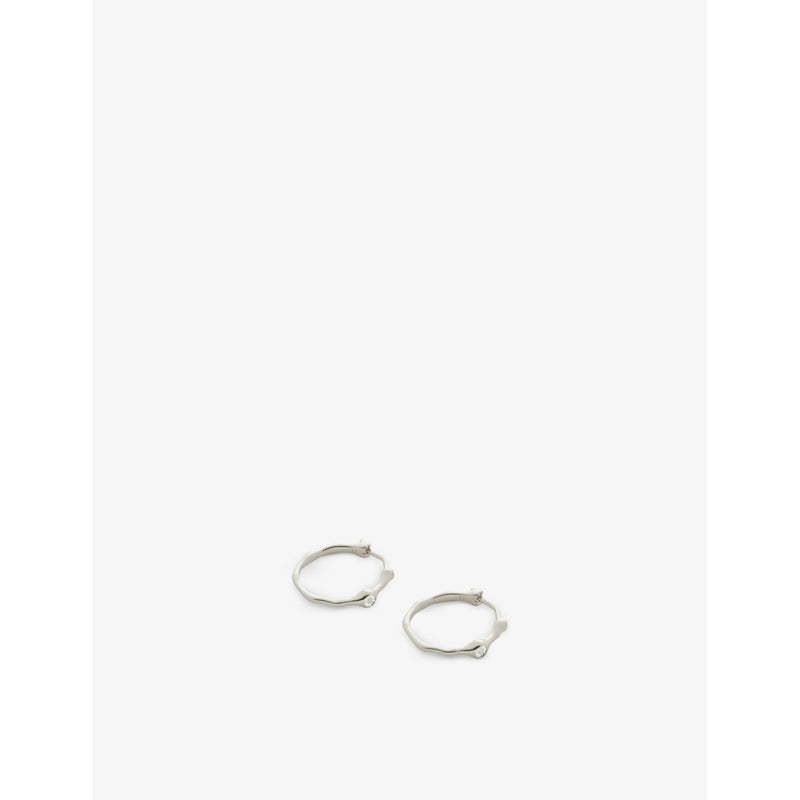 Monica Vinader small recycled silver diamond hoop earrings (British brand)