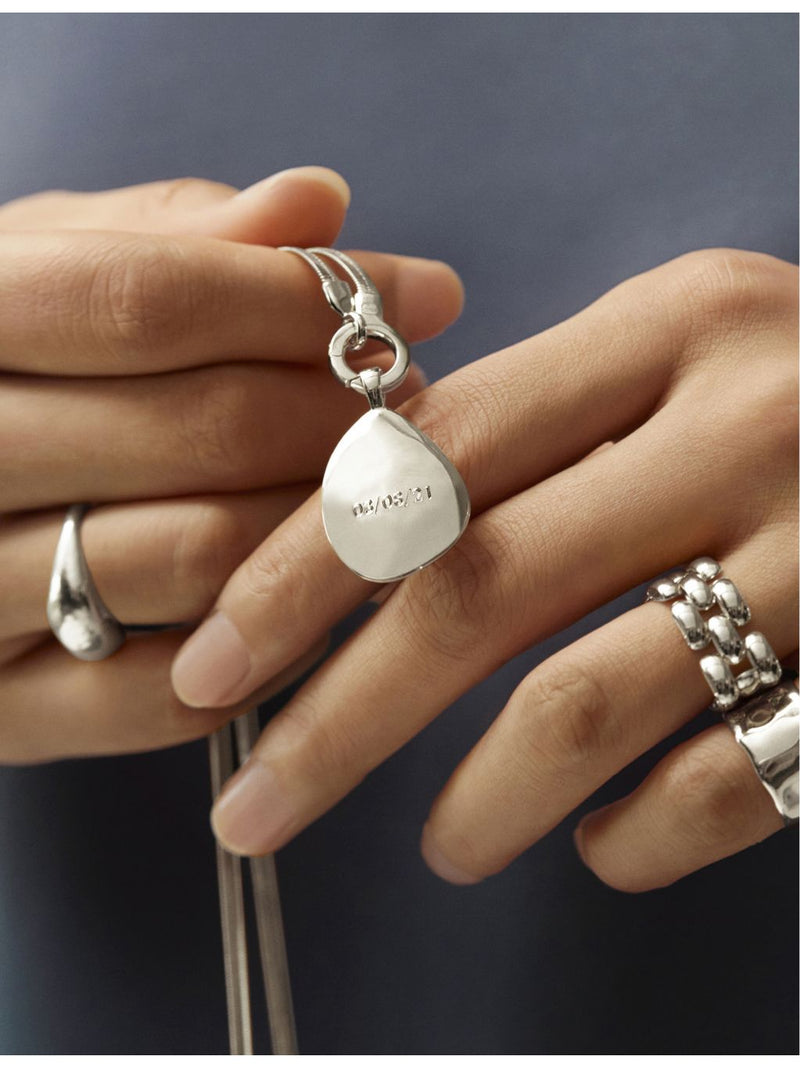 Monica Vinader Deia sterling silver pebble locket, UK version