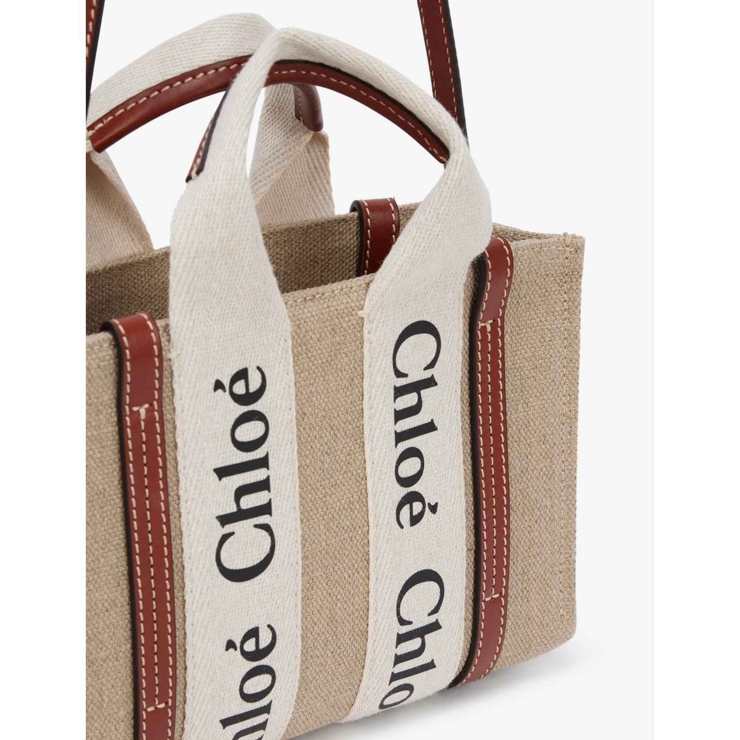 Chloé Woody mini tote bag in cotton canvas (British brand)