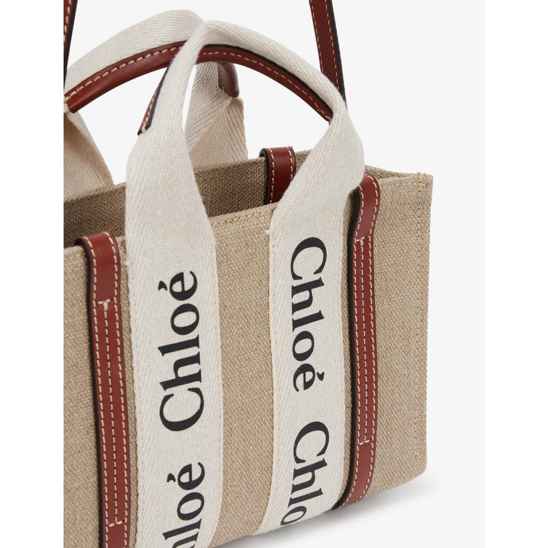 Chloé Woody mini tote bag in cotton canvas (British brand)