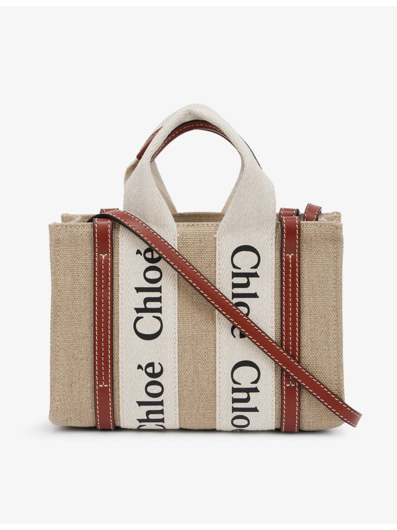 Chloé Woody mini tote bag in cotton canvas (British brand)