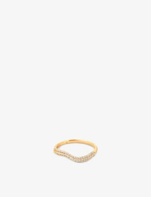 Astrid & Miyu Wave 18ct Yellow Gold-Plated Sterling Silver and Cubic Zirconia Ring 4.4mm
