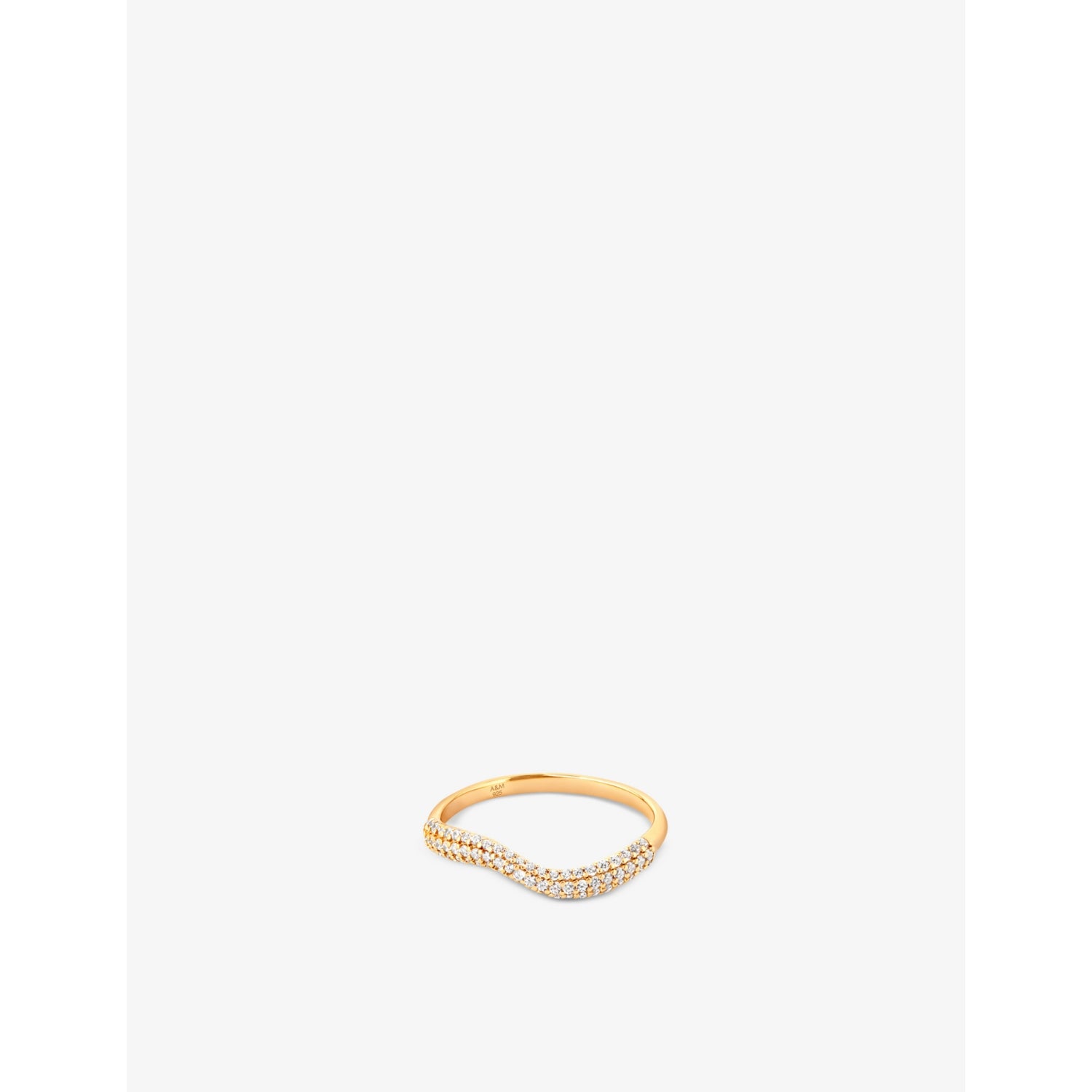 Wave 18ct yellow gold-plated sterling-silver and cubic zirconia ring - L