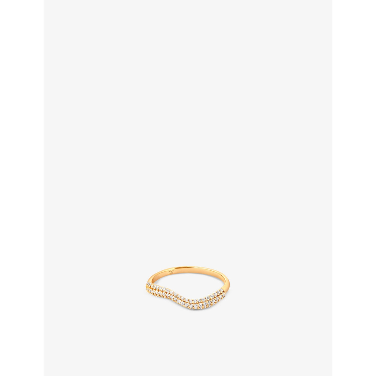 Wave 18ct yellow gold-plated sterling-silver and cubic zirconia ring - L