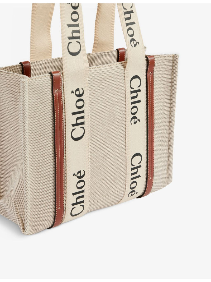 Chloé Woody medium cotton-canvas tote bag, UK version