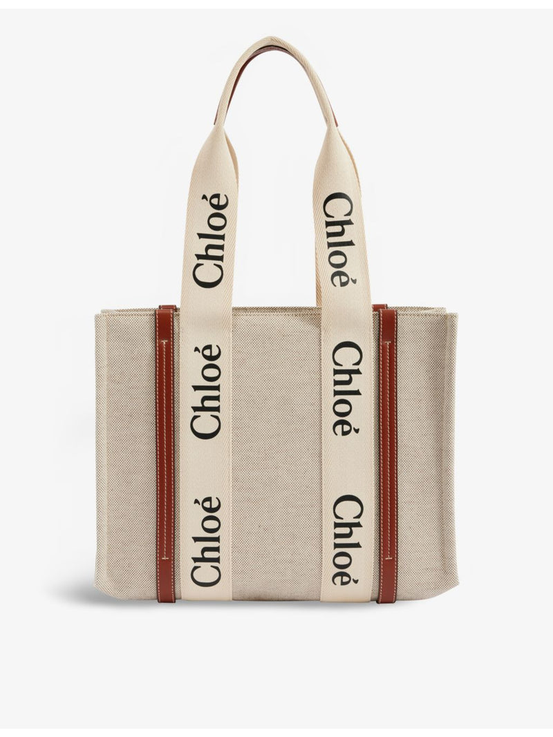 Chloé Woody medium cotton-canvas tote bag, UK version