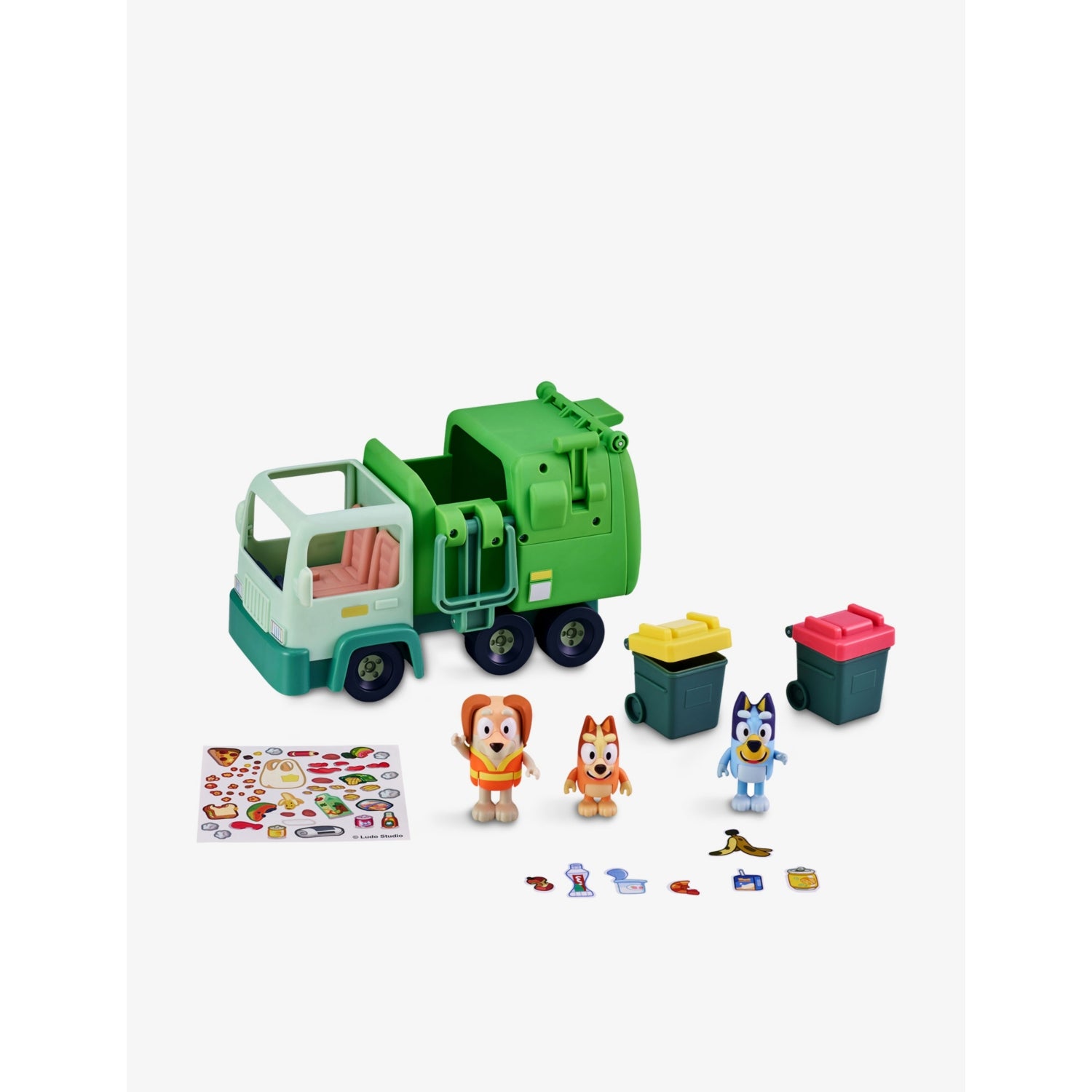 Bluey garbage truck toy 14cm with Bluey and Bingo figures (British brand)
