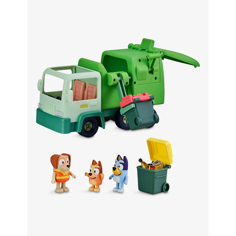 Bluey garbage truck toy 14cm with Bluey and Bingo figures (British brand)