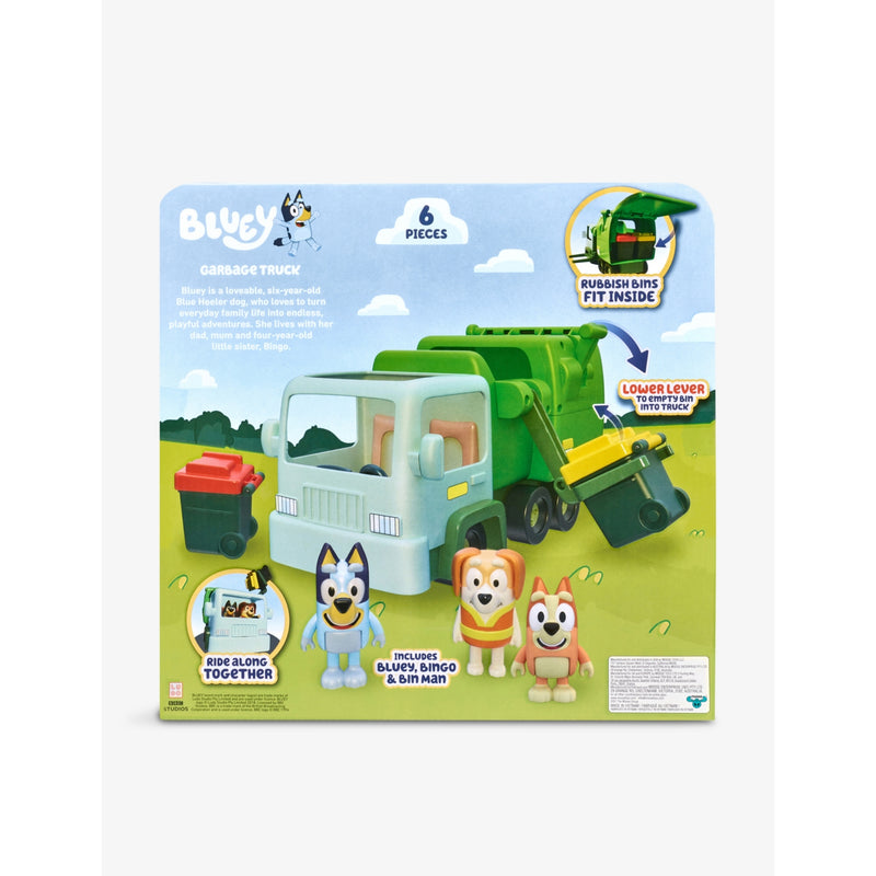 Bluey garbage truck toy 14cm with Bluey and Bingo figures (British brand)