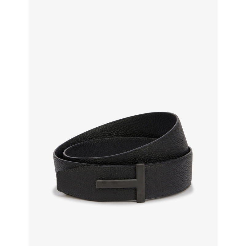 Reversible brand-plaque leather belt - 28