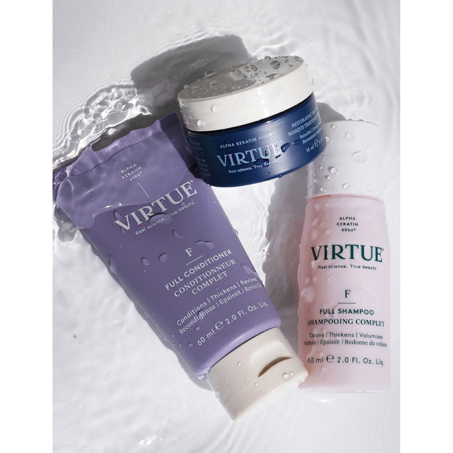 Virtue Full Discovery Kit with shampoo, conditioner, and mask, UK version
